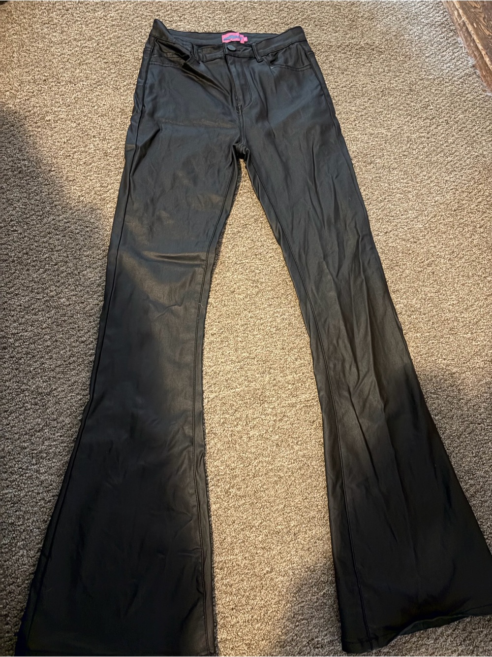 Edikted Black Faux Leather Flared Pants